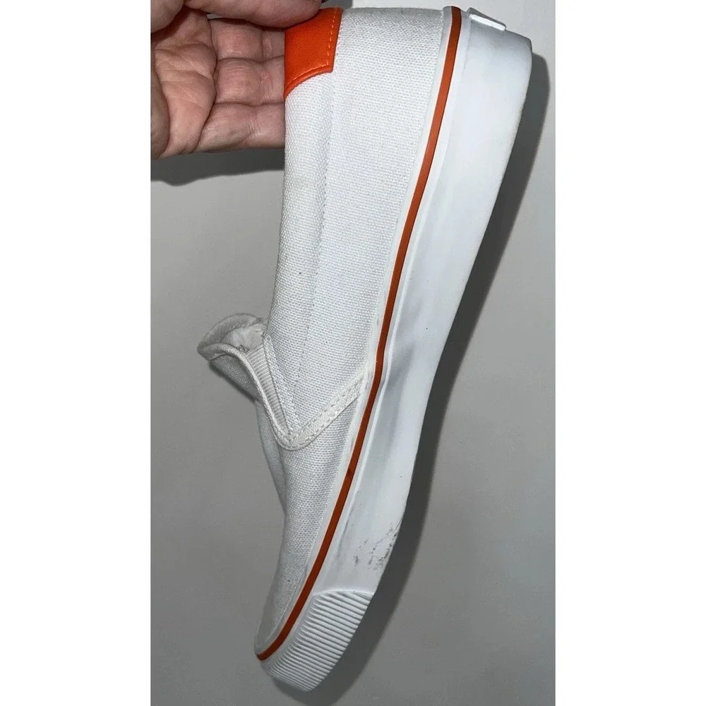 (b1/18N)SWIMS Weekender White Canvas Round Toe Low Top Slip On Men's Size 12